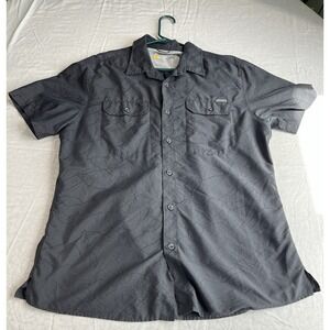 Eddie Bauer Short Sleeve Button Up Classic Cooling Shirt Dark Gray Men's Large